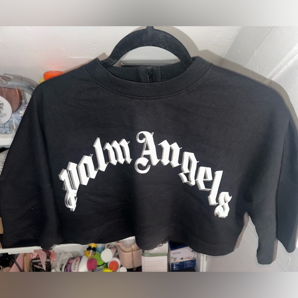 Palm Angels black/white cropped shirt